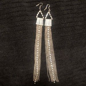 Silver rhinestone dangling earrings